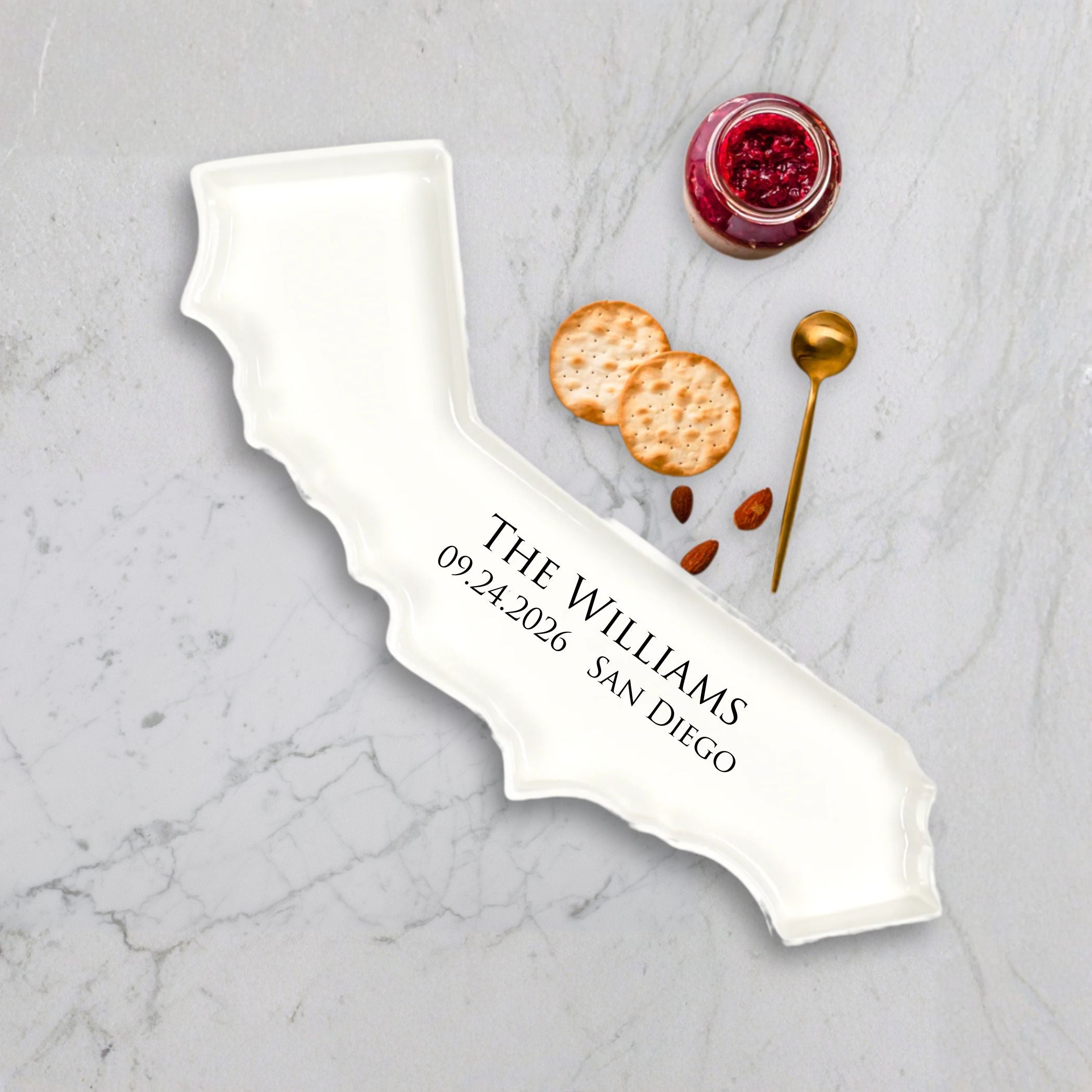 Personalized Serving Plate - California, Wedding Gift, Customizable Ceramic Dish