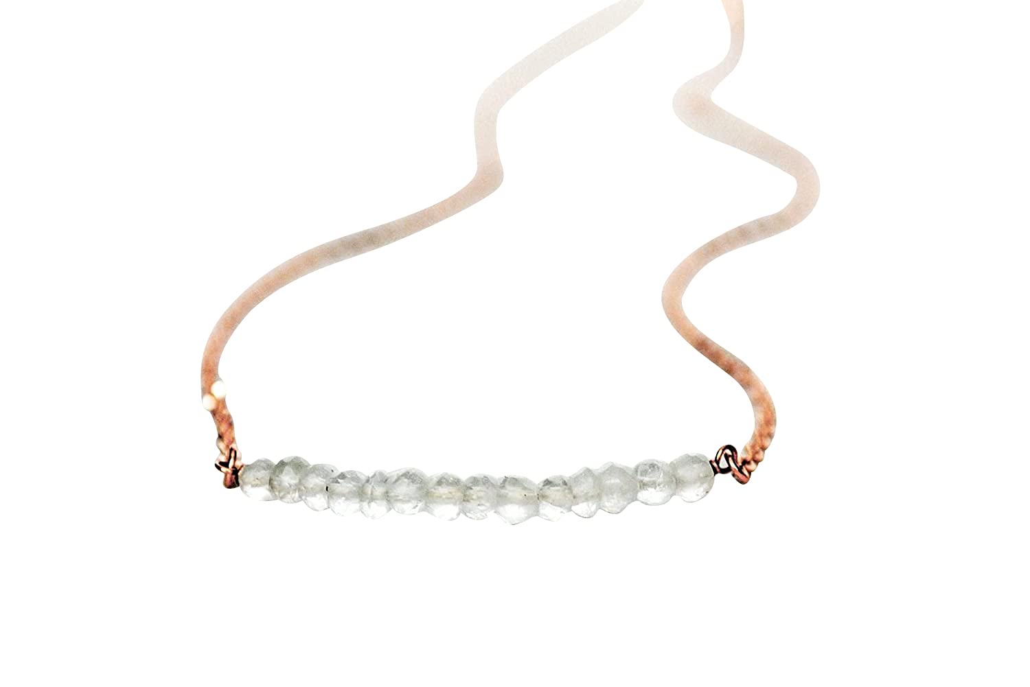 April Birthstone Necklace, Layering Necklace, Crystal Beaded Bar Necklace, Dainty Necklace, Bridesmaid Gift, April Birthday Gift for Her