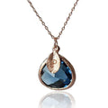Sapphire Necklace, Sept. Birthstone, Leaf Charm