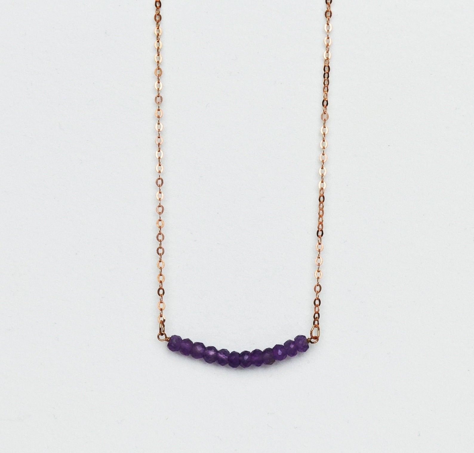 Amethyst Beaded Necklace, Dainty Amethyst Necklace, February Birthstone Necklace, Layering Necklace, Bridesmaid Gift, March Birthday Gift