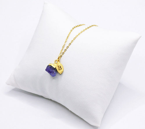 Amethyst Natural Stone Necklace, February Birthstone Necklace, Bridesmaid Gift, Layering Necklace, Personalized Necklace