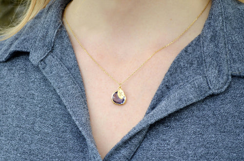 Amethyst Necklace - February Birthstone Necklace, Aquarius Necklace, Custom Initial Necklace
