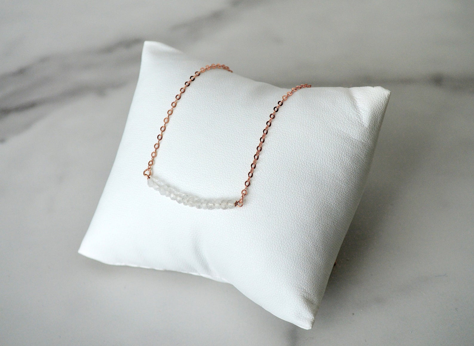 April Birthstone Necklace, Layering Necklace, Crystal Beaded Bar Necklace, Dainty Necklace, Bridesmaid Gift, April Birthday Gift for Her