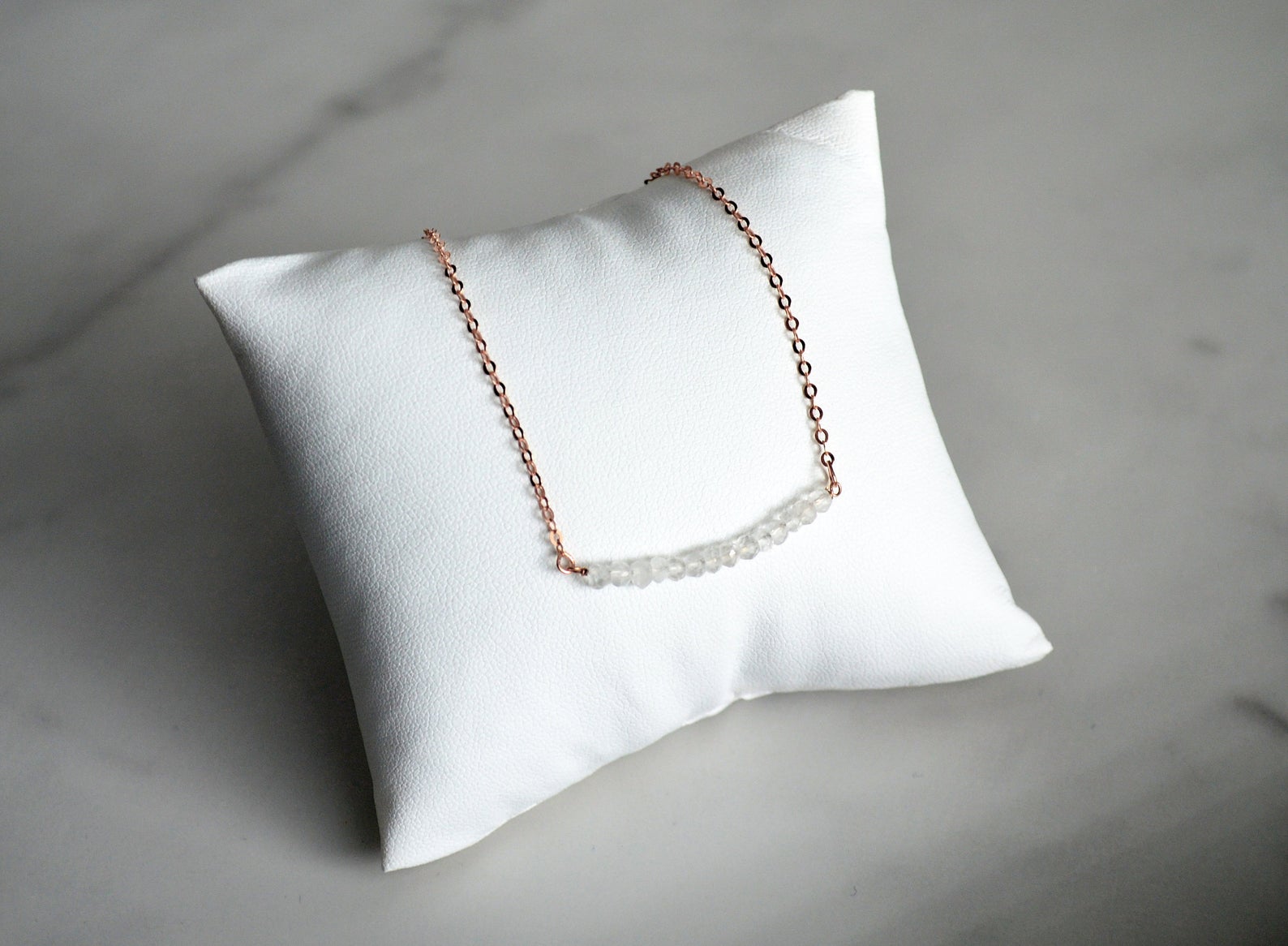 April Birthstone Necklace, Layering Necklace, Crystal Beaded Bar Necklace, Dainty Necklace, Bridesmaid Gift, April Birthday Gift for Her