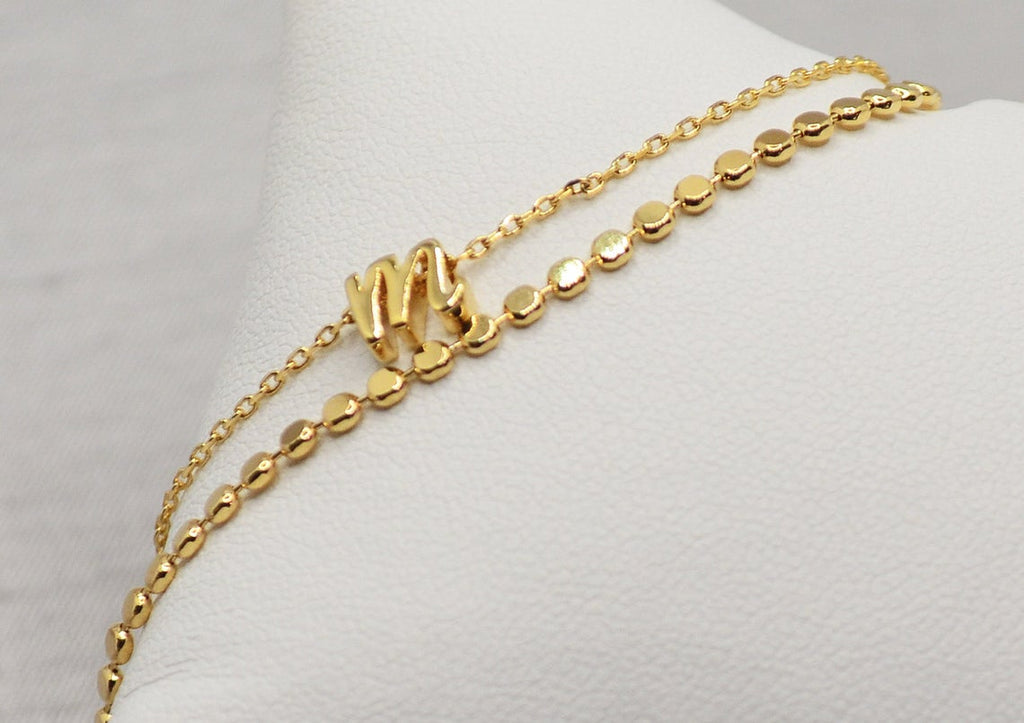 Bracelet set, Initial Bracelet, Personalized Bridesmaid Gift, Dainty Bracelet, Gift for Her, Mom Gift, Silver, Gold, Rose Gold