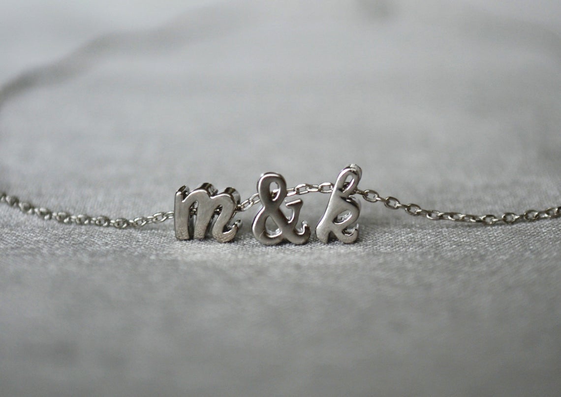 Bracelet set, Initial Bracelet, Personalized Bridesmaid Gift, Dainty Bracelet, Gift for Her, Mom Gift, Silver, Gold, Rose Gold