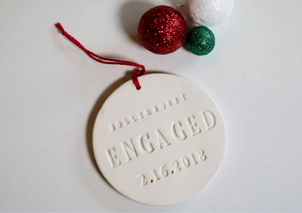Handmade "ENGAGED" Ornament - Names & Date