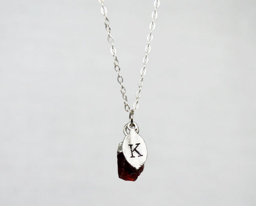 Dainty Garnet Birthstone Necklace, January Raw Birthstone Necklace, Bridesmaid Gift, Boho Necklace, Layering Necklace.Gift for Mom