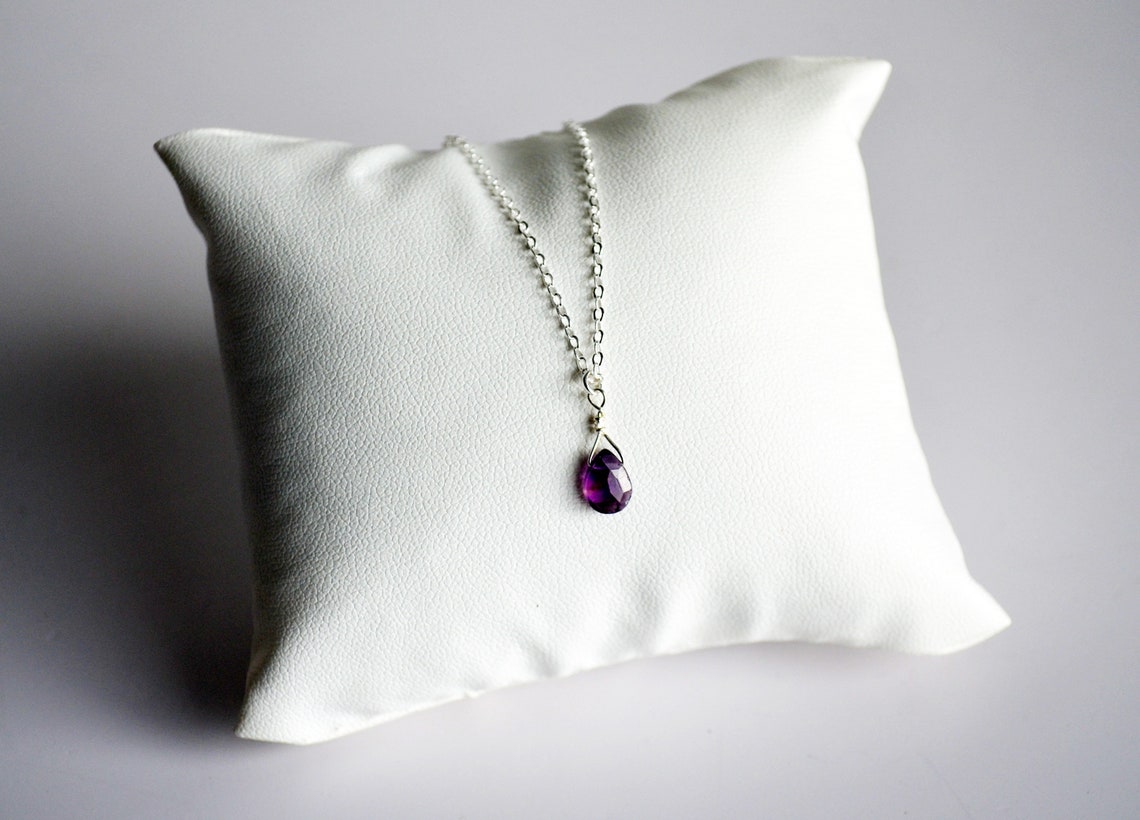 Dainty Genuine Amethyst Necklace, Valentine's Day Gift, February Birthstone Necklace, Semi Precious Garnet Stone, Wife Gift, Bridesmaid Gift