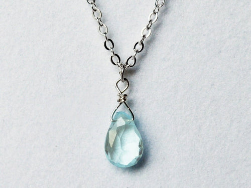 Dainty Genuine Aquamarine Necklace, March Birthstone Necklace, Semi Precious Aquamarine, March Birthday Gift, Gift for Her, Bridesmaid Gift