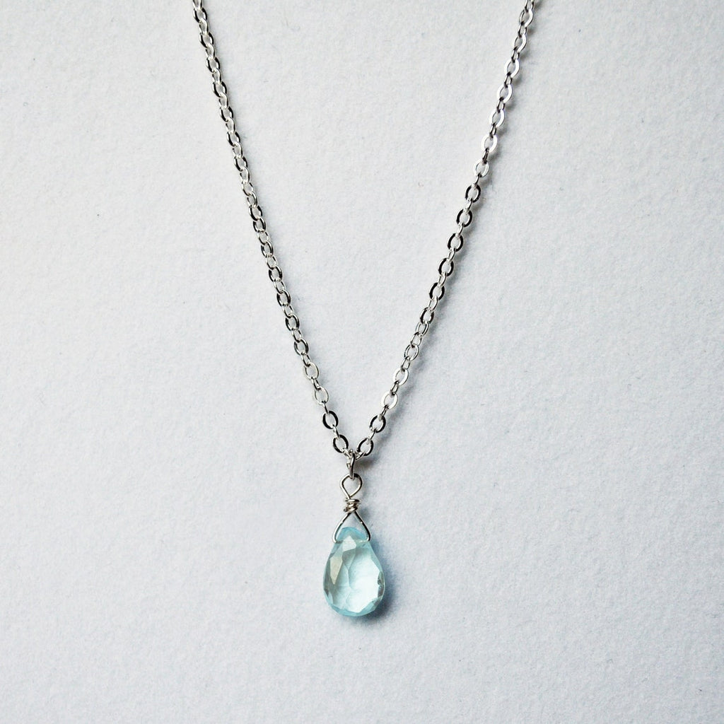Dainty Genuine Aquamarine Necklace, March Birthstone Necklace, Semi Precious Aquamarine, March Birthday Gift, Gift for Her, Bridesmaid Gift