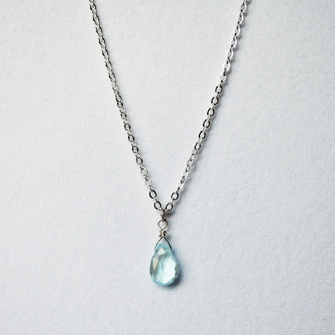 Dainty Genuine Aquamarine Necklace, March Birthstone Necklace, Semi Precious Aquamarine, March Birthday Gift, Gift for Her, Bridesmaid Gift