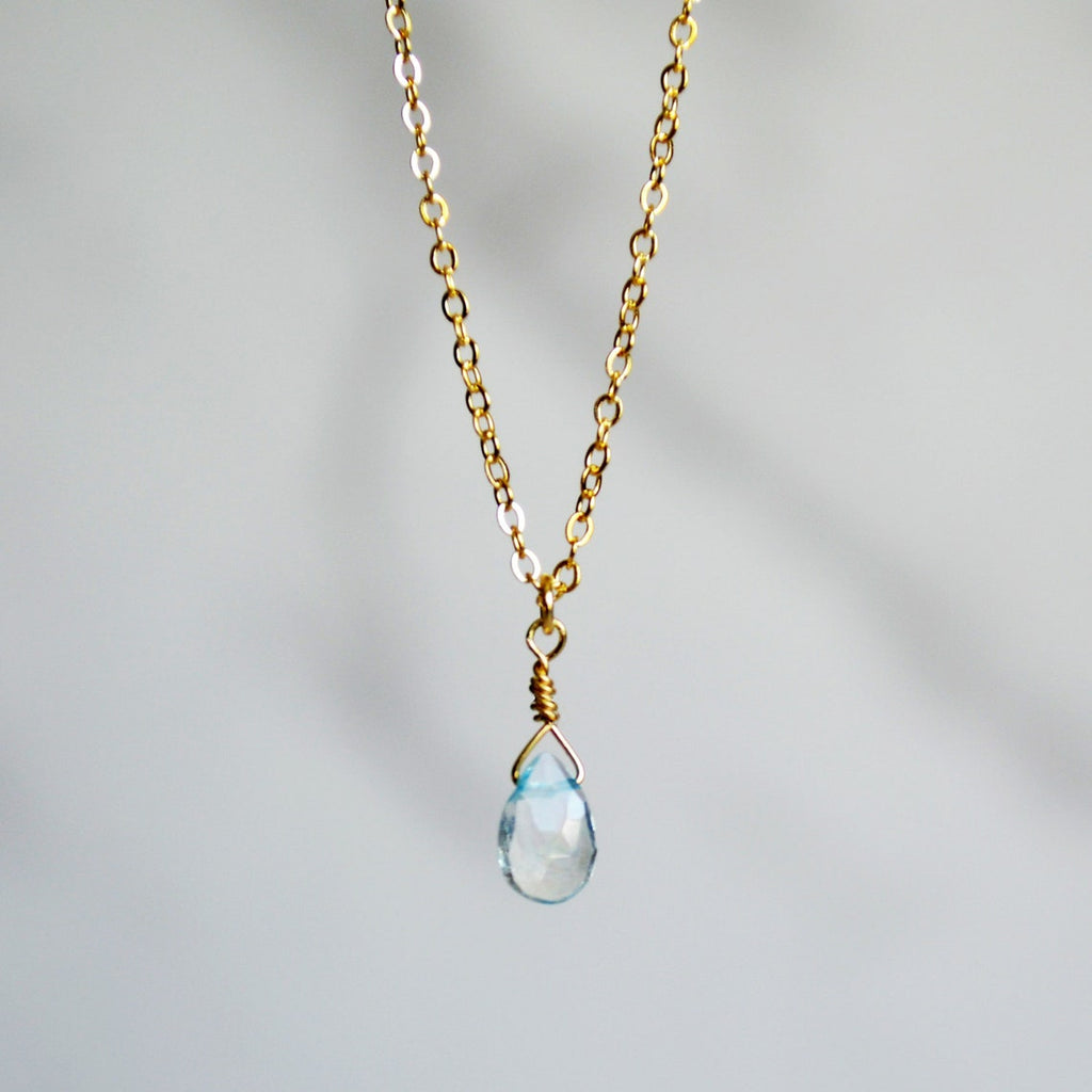 Dainty Genuine Aquamarine Necklace, March Birthstone Necklace, Semi Precious Aquamarine, March Birthday Gift, Gift for Her, Bridesmaid Gift