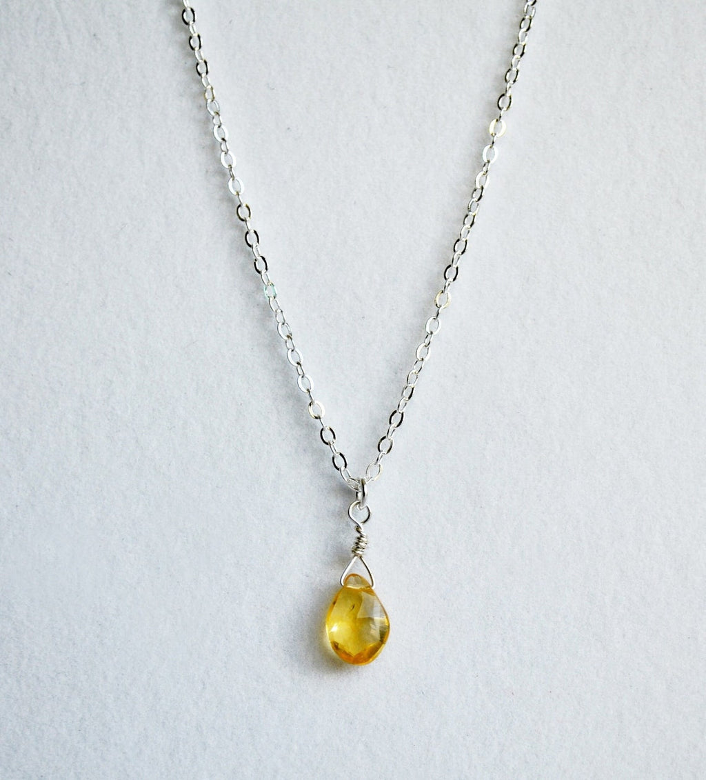 Dainty Genuine Citrine Necklace, November Birthstone Necklace, Semi Precious Citrine, November Birthday Gift, Gift for Her, Bridesmaid Gift
