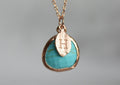 December Birthstone Necklace - Turquoise Birthstone Necklace, Custom Initial Necklace
