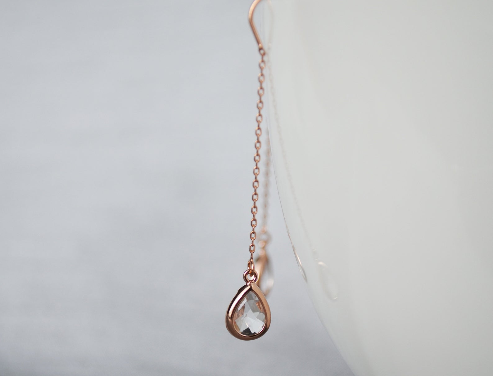 Diamond Threader Drop earrings, Dainty April Birthstone earrings, April Drop earrings, Bridesmaid earrings, April Birthday Gift