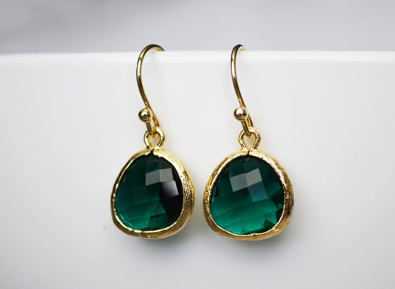 Emerald Earrings, May Birthstone Gift, May Birthstone Earrings, Emerald Jewelry Set