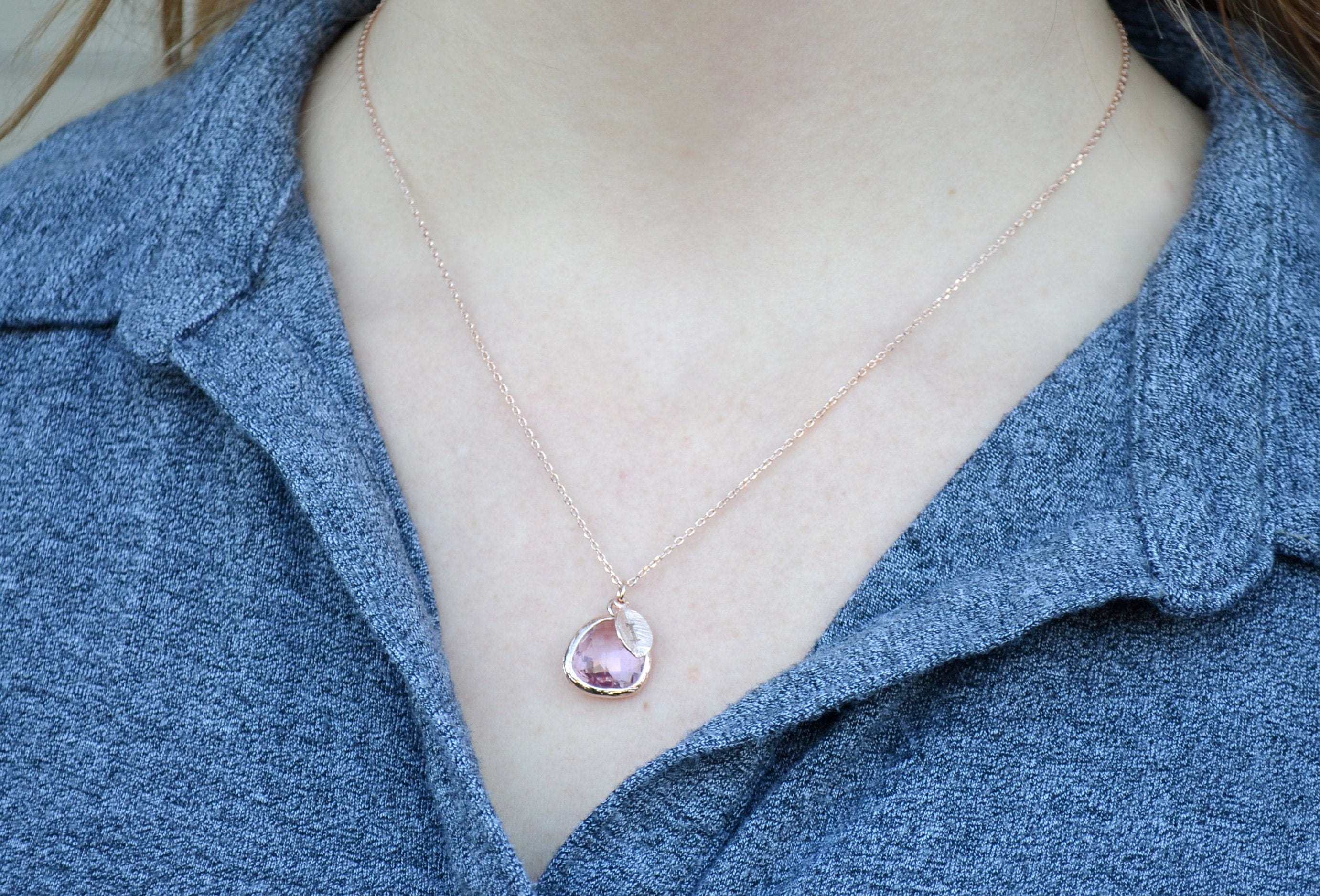 February Birthstone Necklace, Lilac Stone Necklace, Aquarius Necklace, Custom Initial Necklace