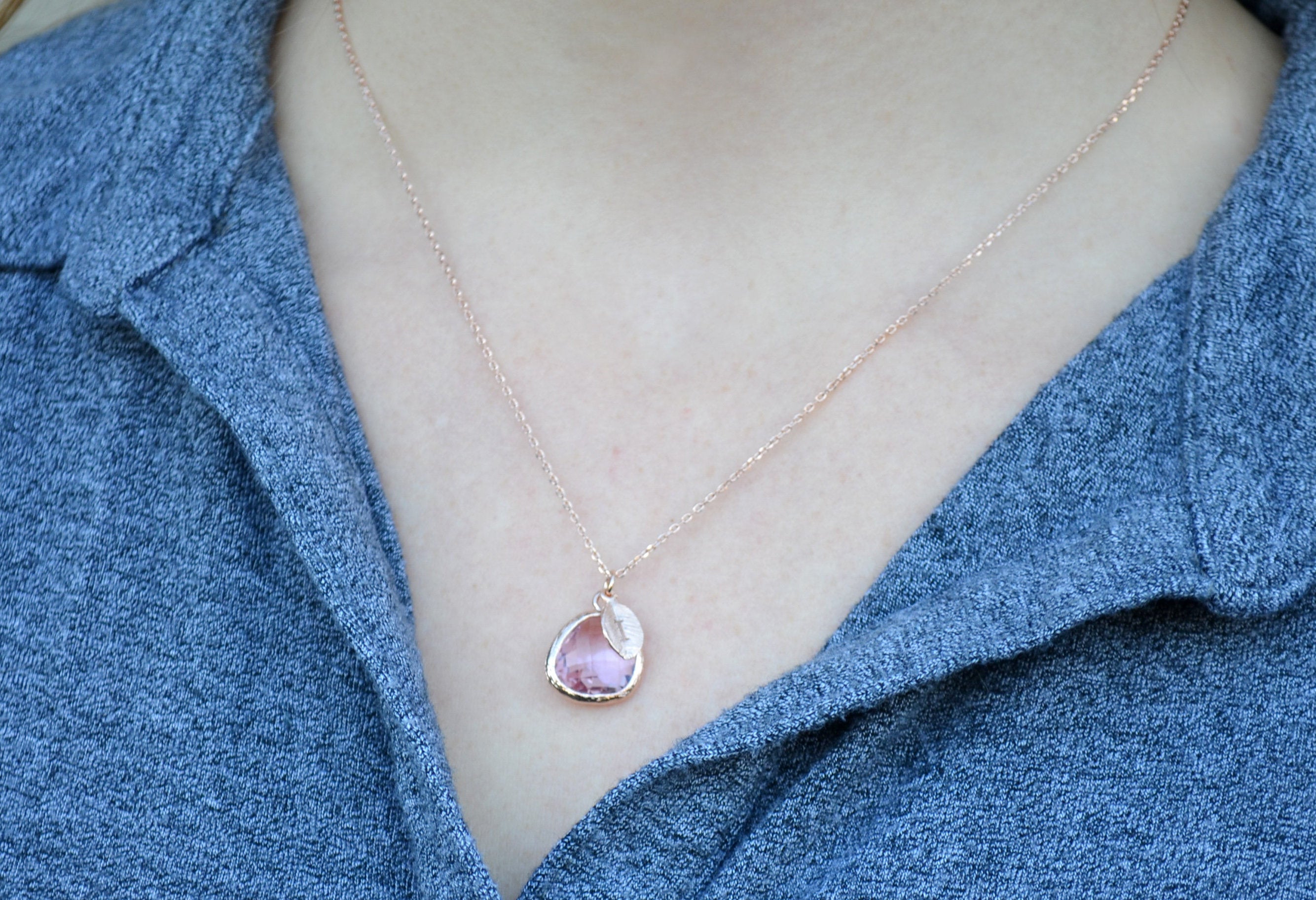 February Birthstone Necklace, Lilac Stone Necklace, Aquarius Necklace, Custom Initial Necklace