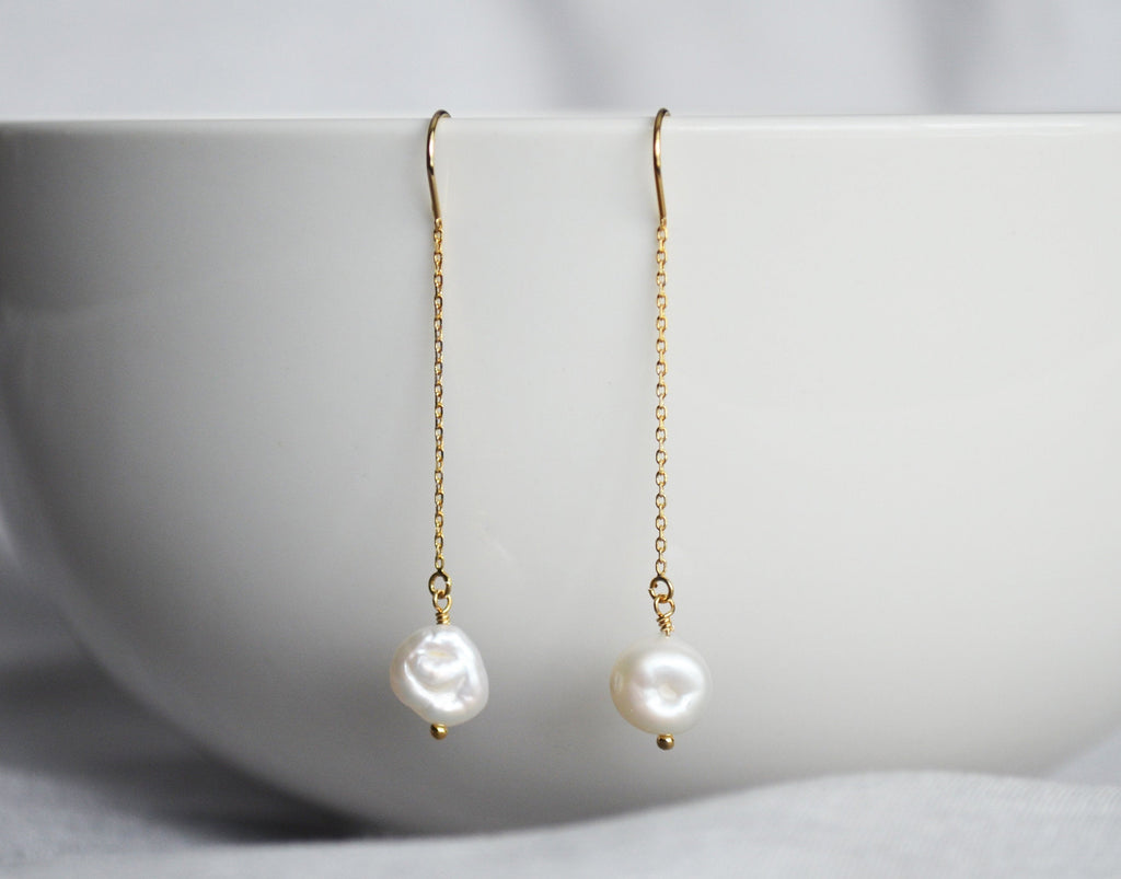 Fresh Water Pearl earrings, June Birthstone Gift, June Birthstone earrings, Bridesmaid earrings, Pearl Tear Drop Earrings