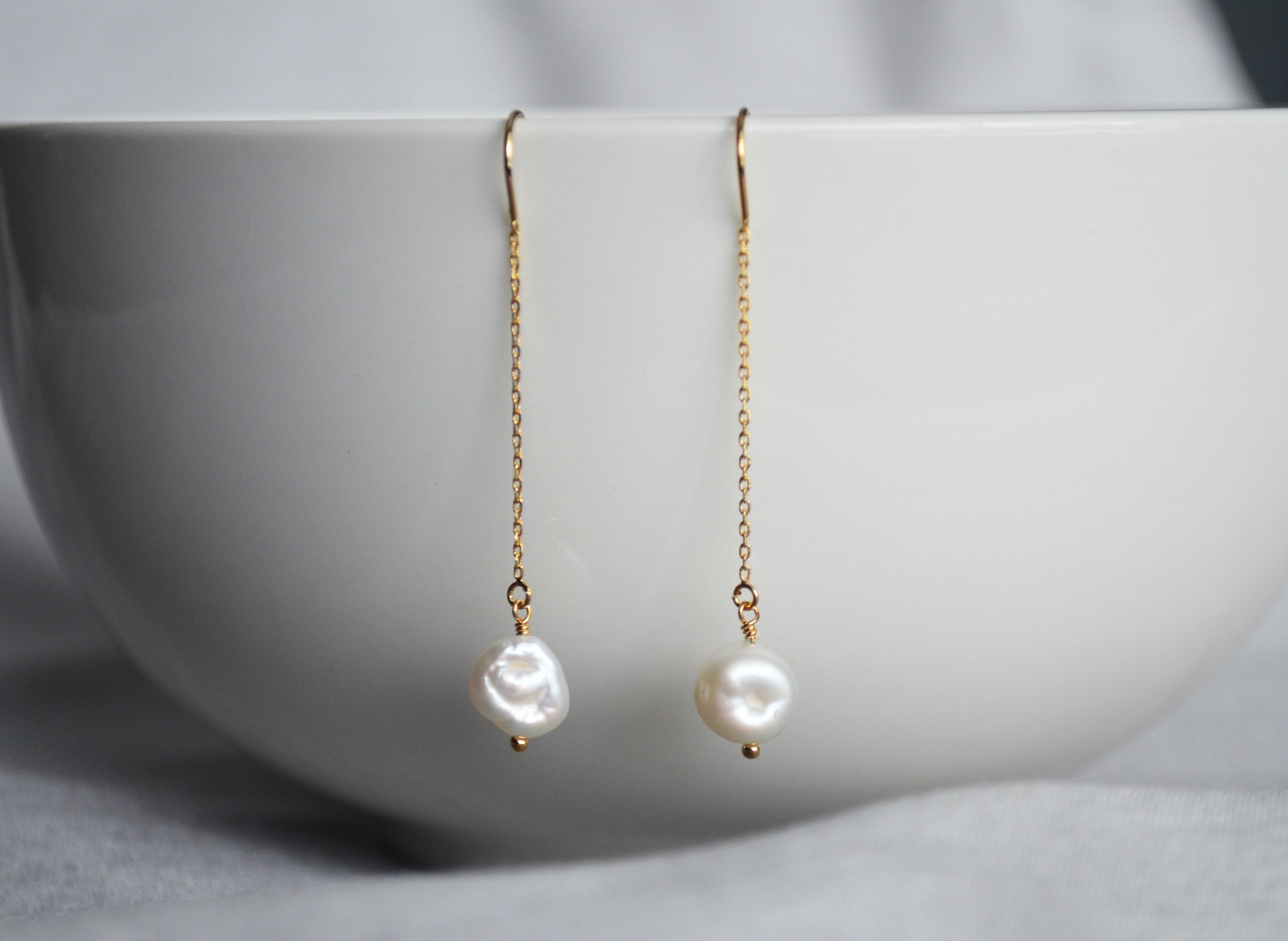 Fresh Water Pearl earrings, June Birthstone Gift, June Birthstone earrings, Bridesmaid earrings, Pearl Tear Drop Earrings