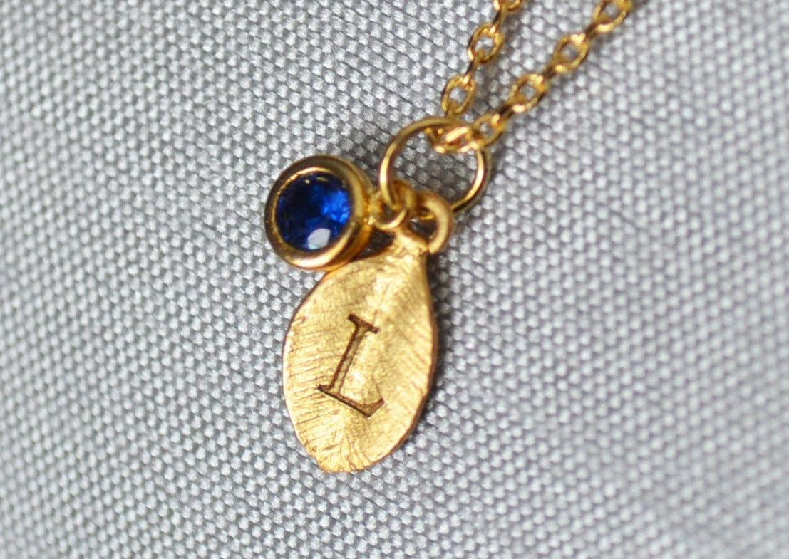Gold Leaf Necklace, Birthstone Necklace, Mother's Day Gift, Bridesmaid Gift, Personalized Necklace, Birthday Gift, Necklace with Birthstone