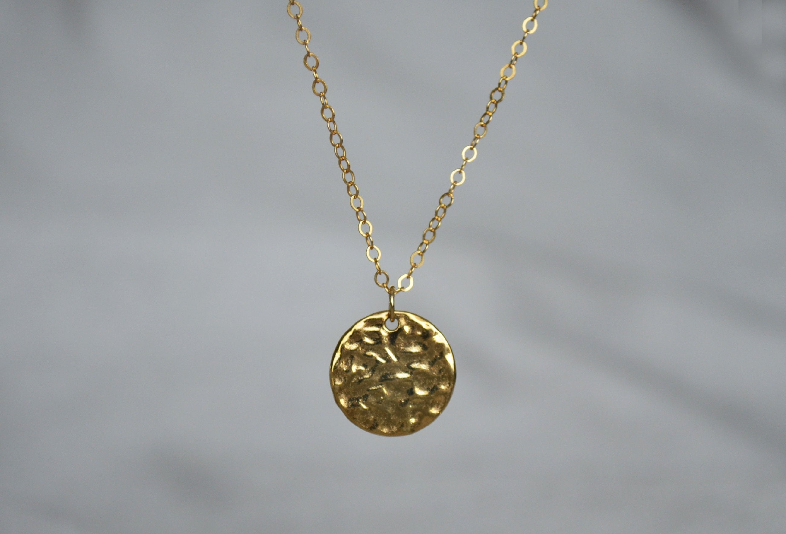 Hammered Circle Gold Pendant Necklace, Layering Necklace, Graduation Gift, Bridesmaid Gift, Friend Gift, Mom Gift, Gift for Her