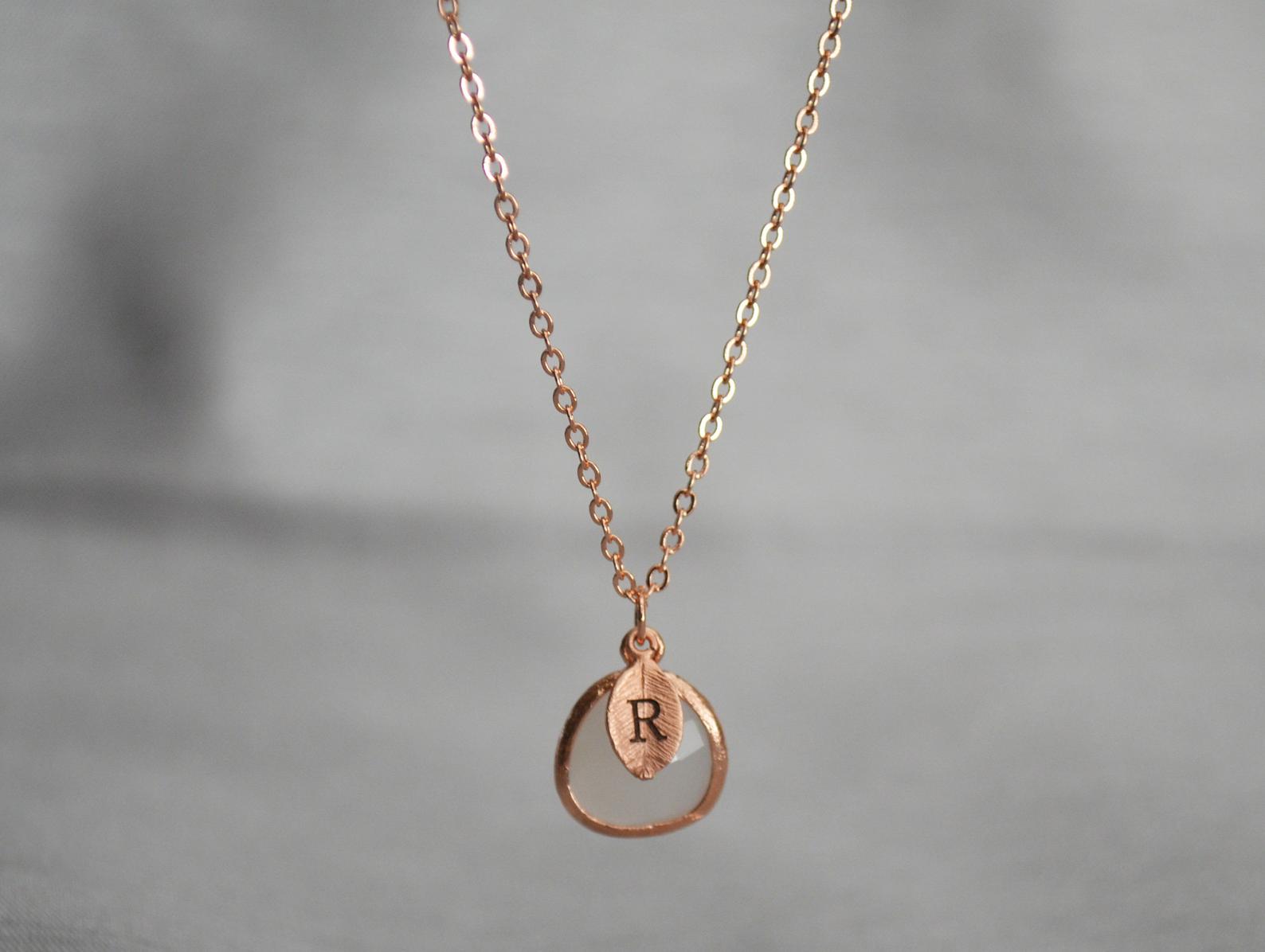 June Birthstone Necklace, Personalized Moonstone Necklace, Bridesmaid Necklace, Custom Initial Necklace, Gift for Her, Moonstone Jewelry
