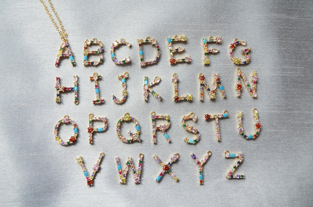 Letter Necklace, Initial Necklace, Friend Gift, Mom Gift, 18K Gold Plated Rainbow Necklace