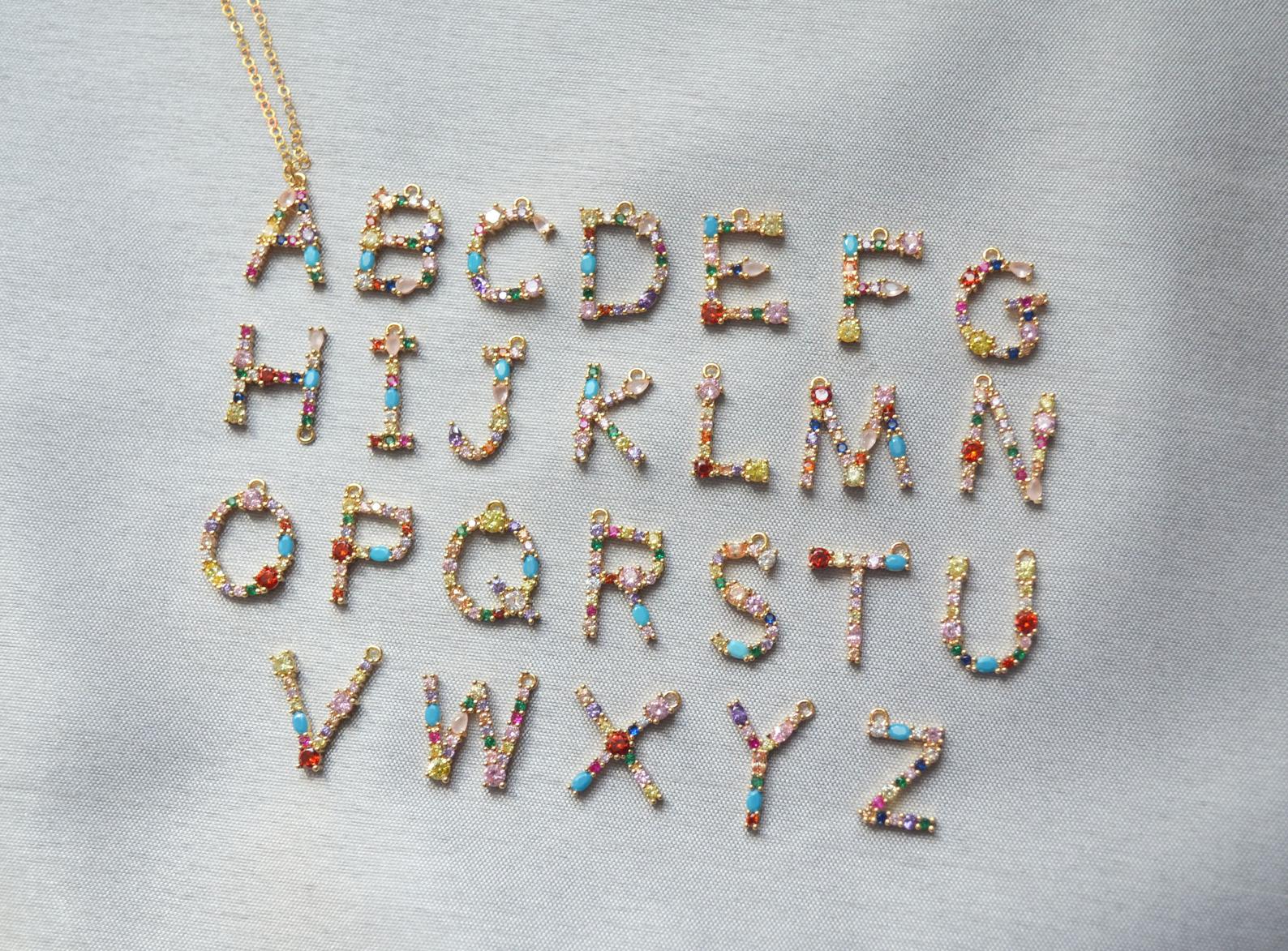 Letter Necklace, Initial Necklace, Friend Gift, Mom Gift, 18K Gold Plated Rainbow Necklace