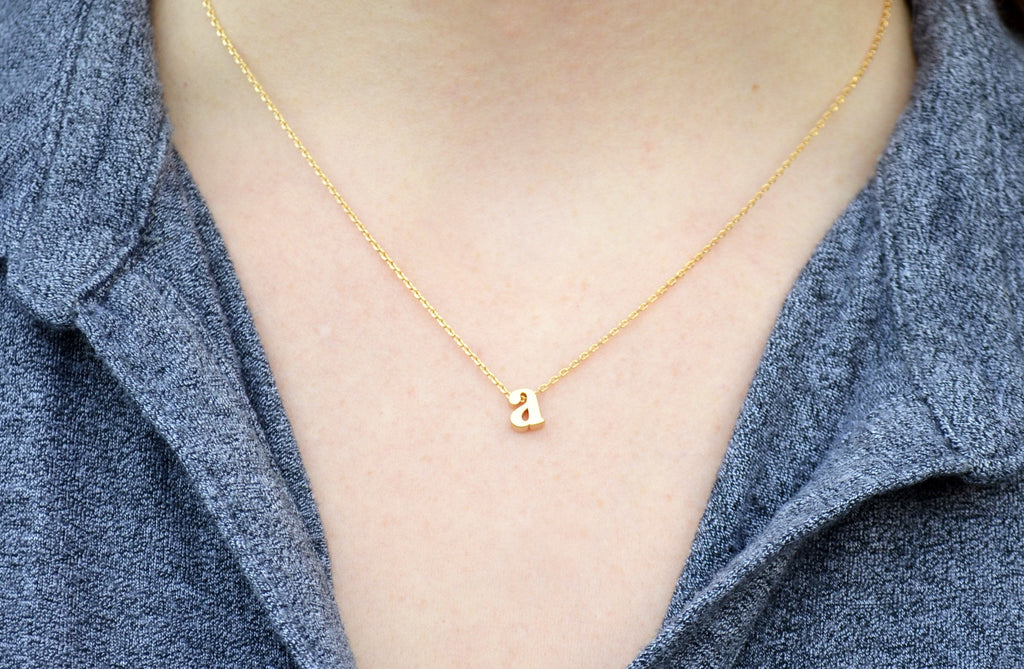 Personalized Initial Letter Necklace - In Gold or Silver - Serif Letter Style