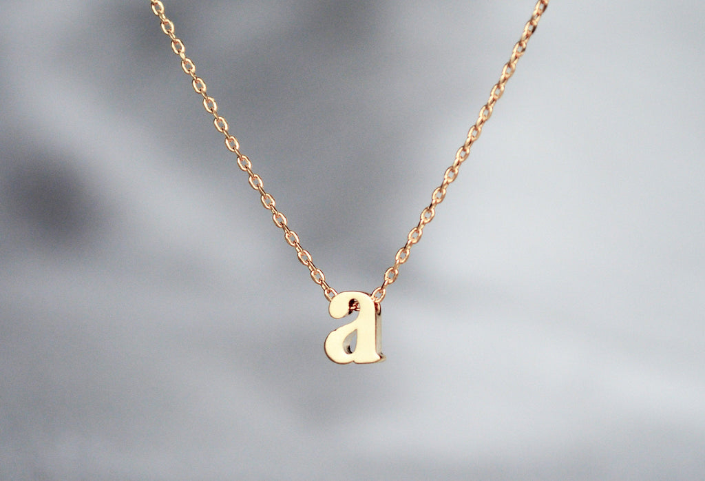 Personalized Initial Letter Necklace - In Gold or Silver - Serif Letter Style
