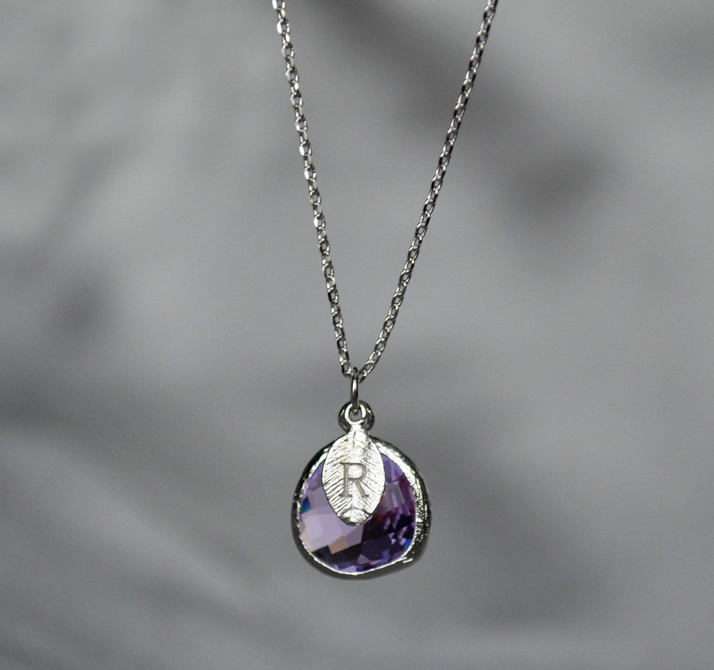 Lilac Earrings, Lilac Jewelry Set, February Birthstone Necklace, Aquarius Necklace