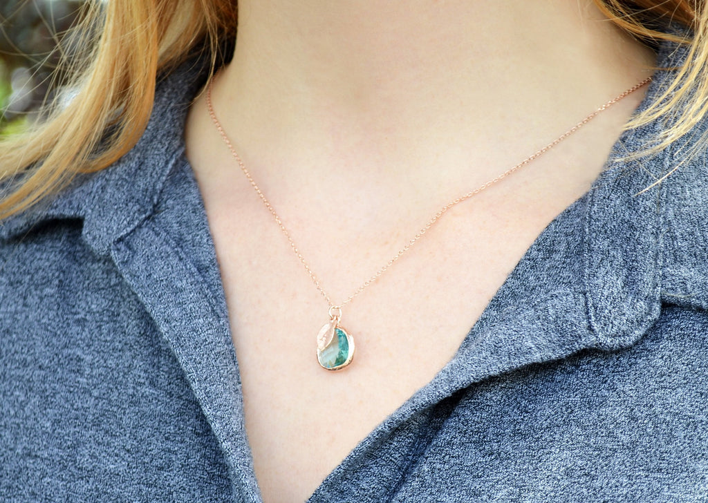 March Birthstone Necklace - Personalized Aquamarine Necklace, Custom Initial Necklace