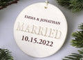 Married Ornament - Wedding Gift, Bridal Shower Gift or Christmas Gift - Custom Newlywed Ornament with Names and Date