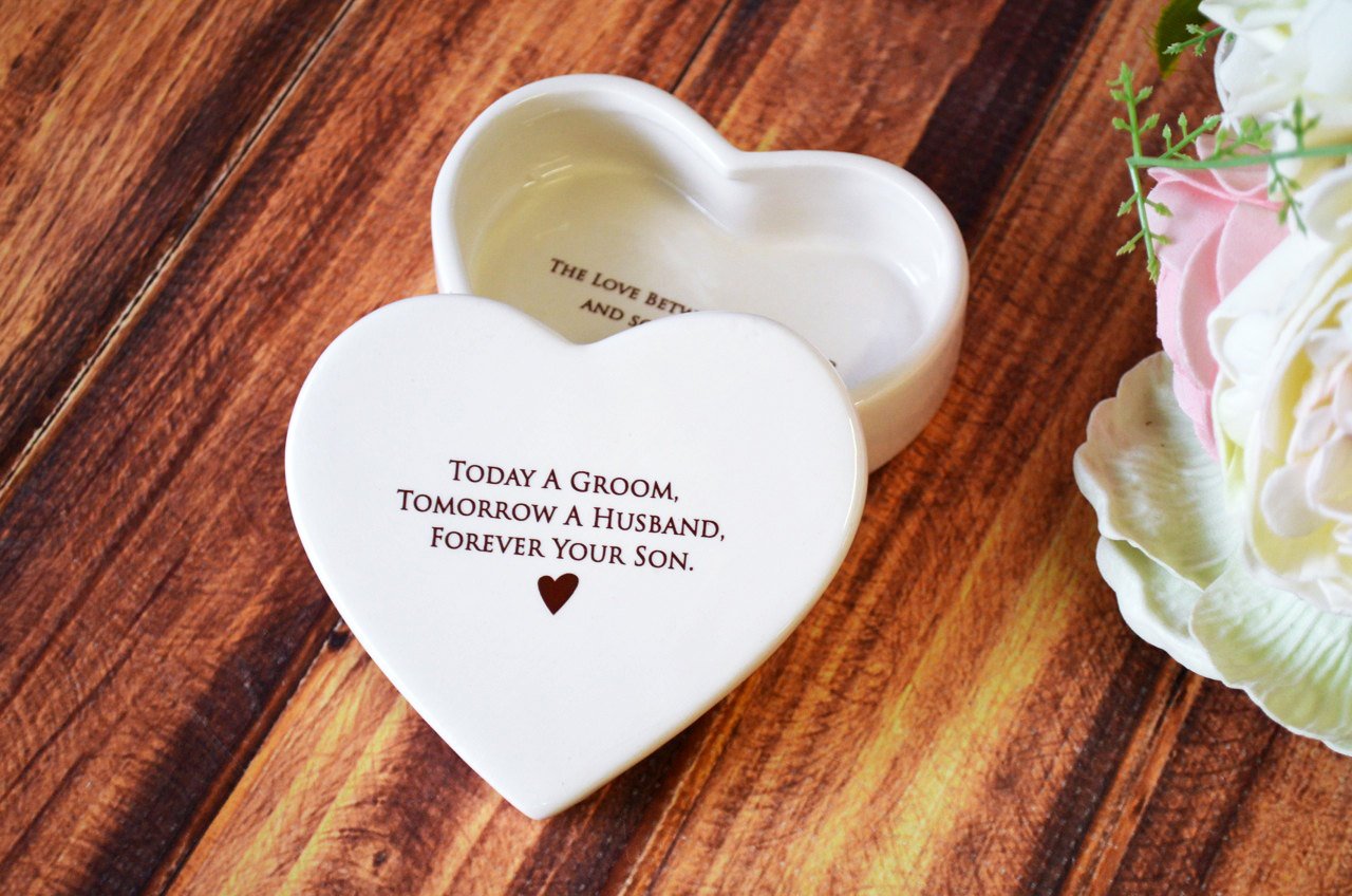 Mother of the Groom Gift, Gift From Groom to Mom With Necklace - Add Custom Text - Heart Keepsake Box - Today a Groom, Tomorrow a Husband ...