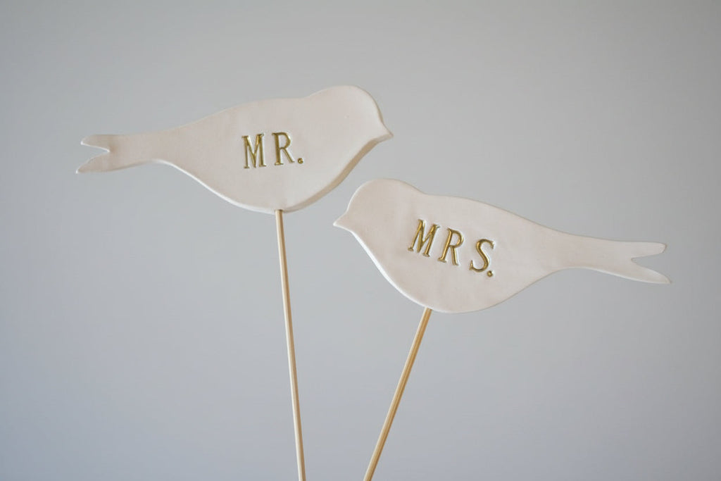 Mr. & Mrs. Bird Wedding Cake Toppers - READY TO SHIP - Large Size