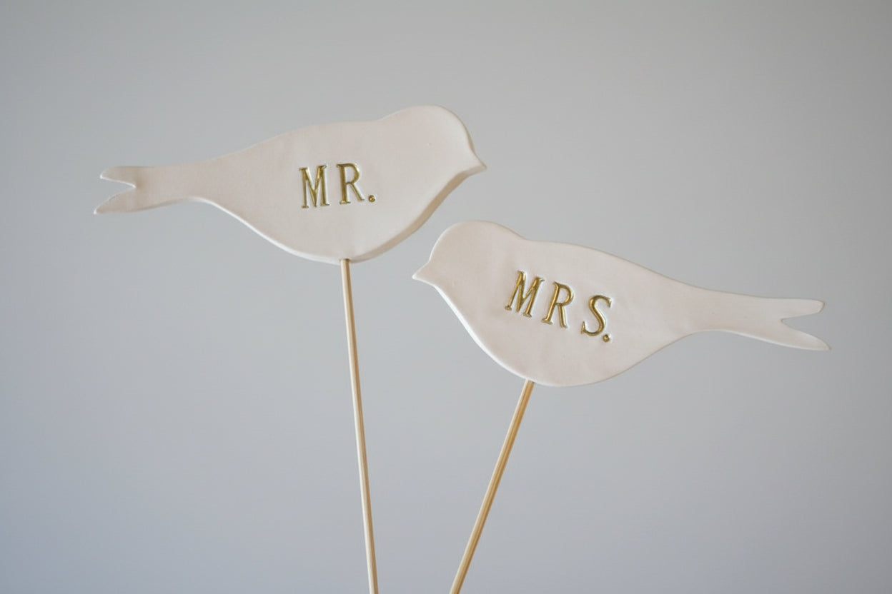 Mr. & Mrs. Bird Wedding Cake Toppers - READY TO SHIP - Large Size