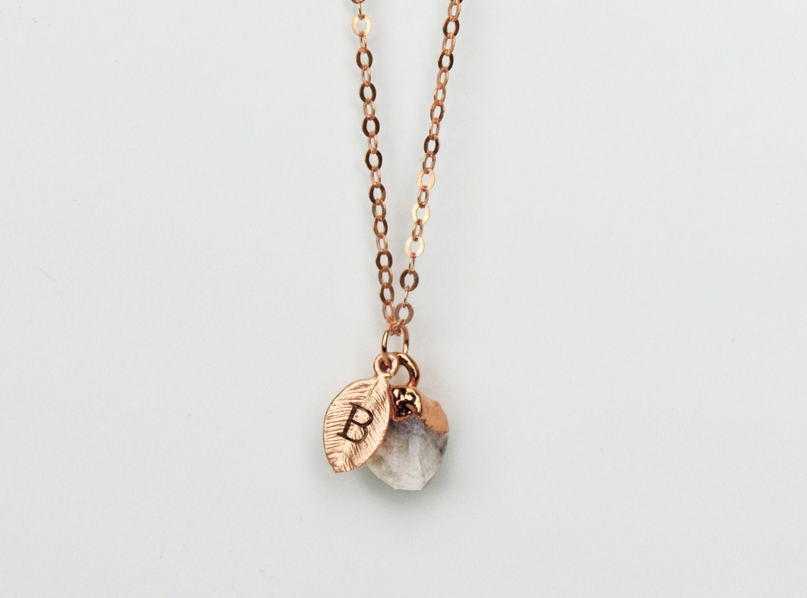 Natural Moonstone Birthstone Necklace, June Birthstone Necklace, Bridesmaid Gift, Layering Necklace. Dainty Raw Gemstone Necklace