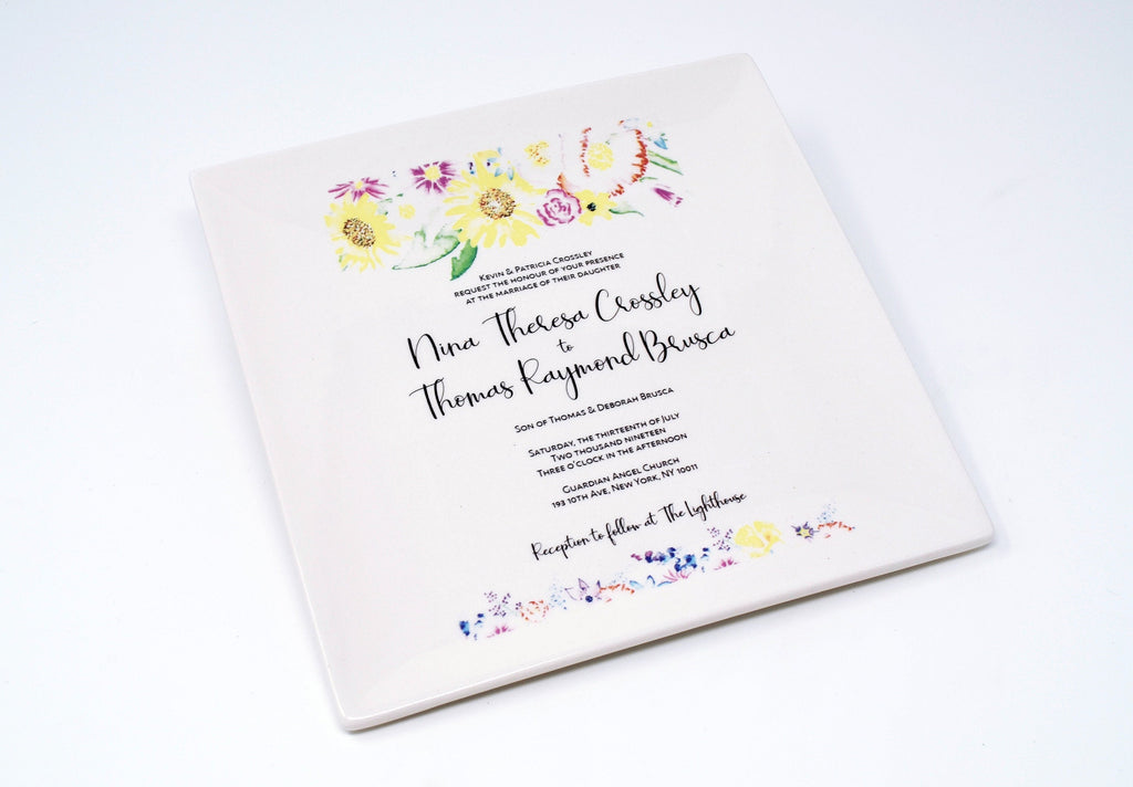 Set of 2 - Wedding Invitation Plates - Parent Wedding Gift - Wedding Gift, Wedding Present