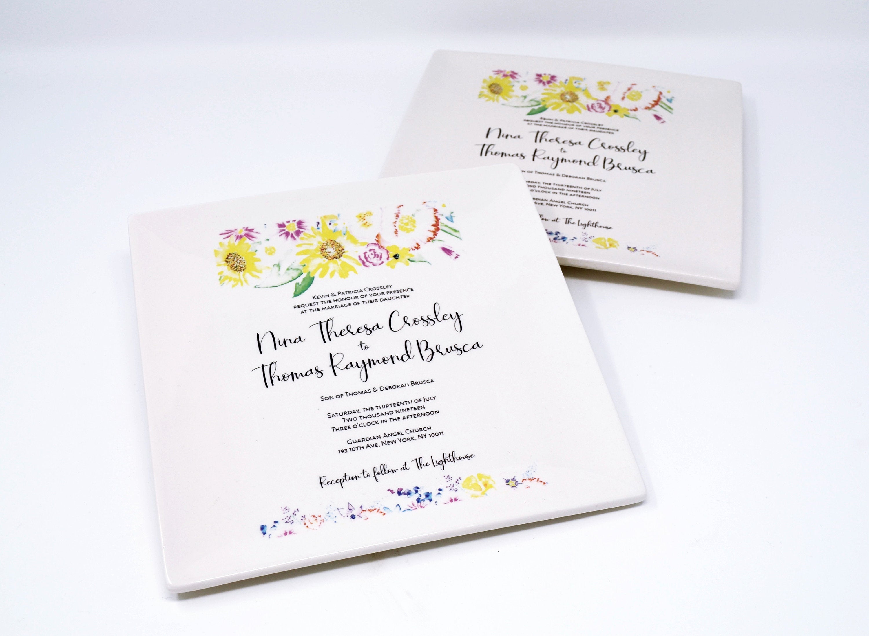 Set of 2 - Wedding Invitation Plates - Parent Wedding Gift - Wedding Gift, Wedding Present