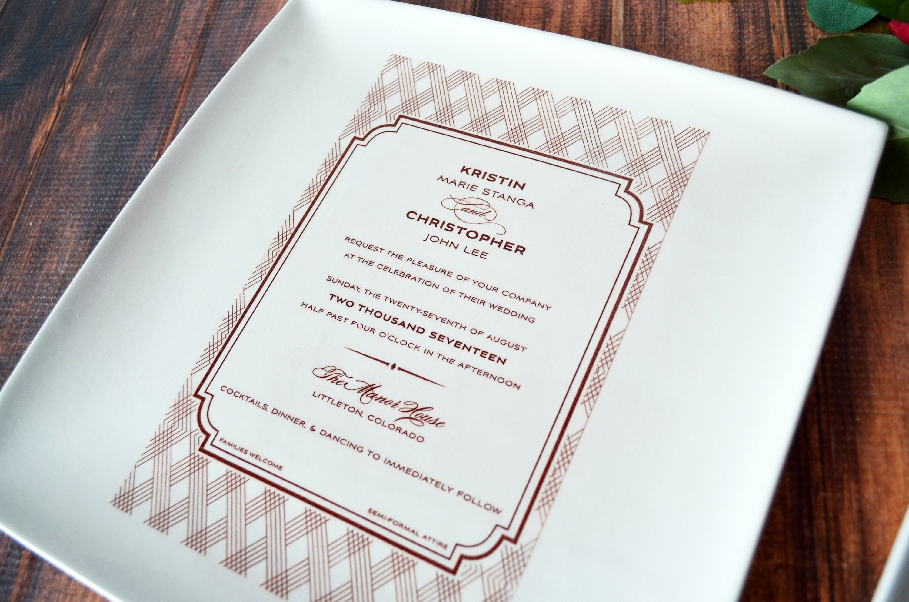 Set of 2 - Wedding Invitation Plates - Parent Wedding Gift - Wedding Gift, Wedding Present