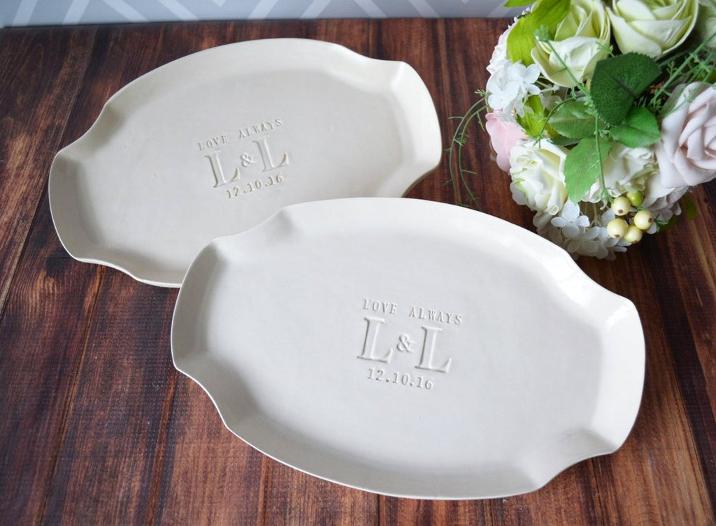 Parent Wedding Gift - Set of Personalized Platters (2) - With Initials and Date