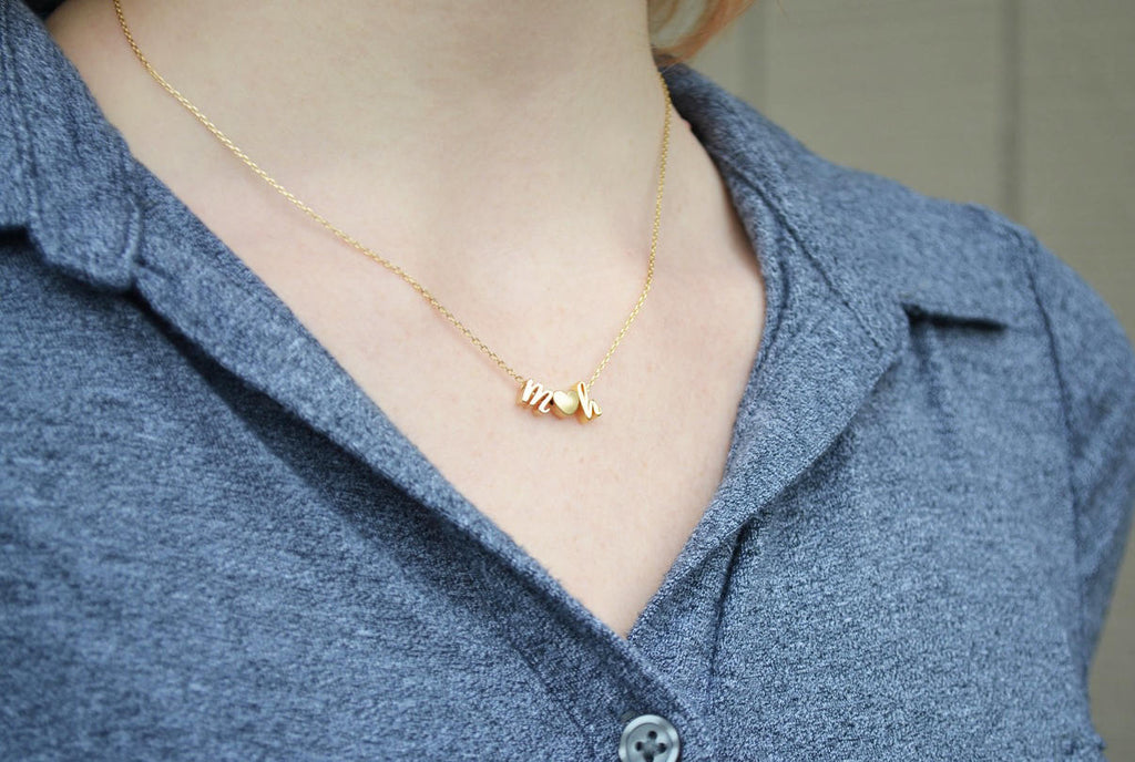 Personalized Initial Letter Necklace - Serif Letter Style