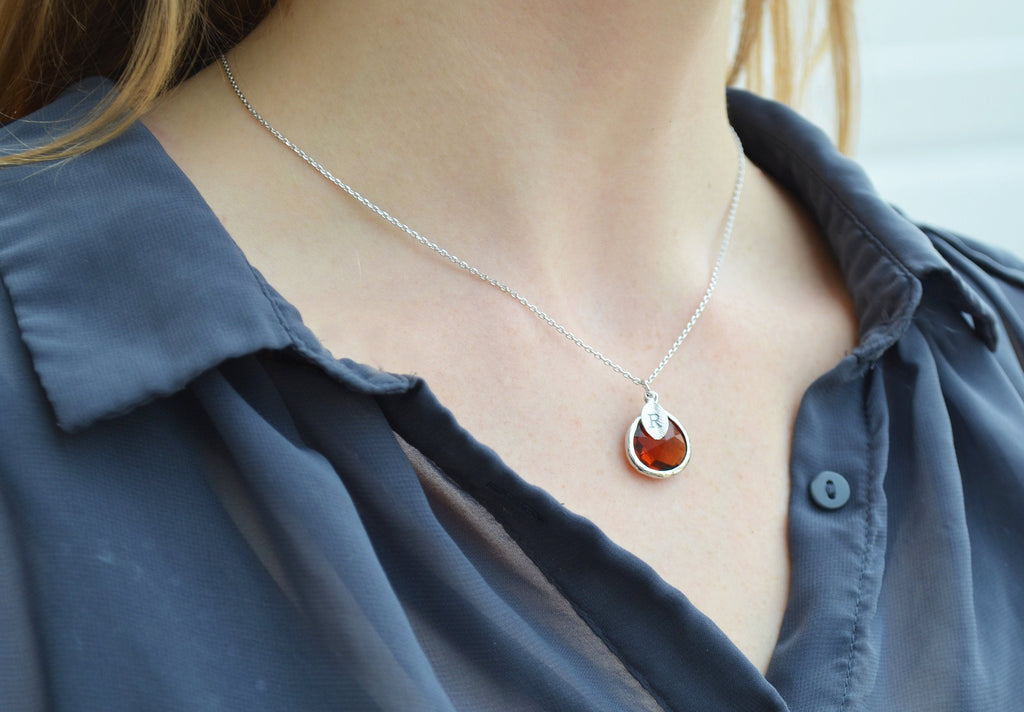 Personalized Topaz Necklace - November Birthstone Necklace, Custom Initial Necklace