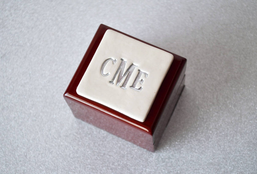 Personalized Wedding Ring Box or Ring Bearer Box - Rosewood Finish - Text Available in Different Colors