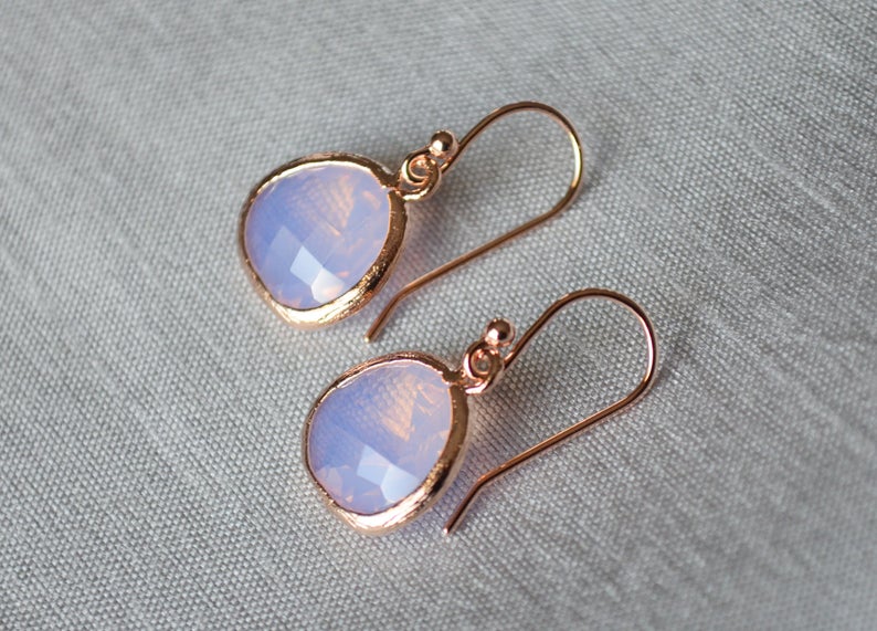 Pink Opal Earrings, October Birthstone Gift, October Birthstone Earrings, Pink Opal Jewelry Set