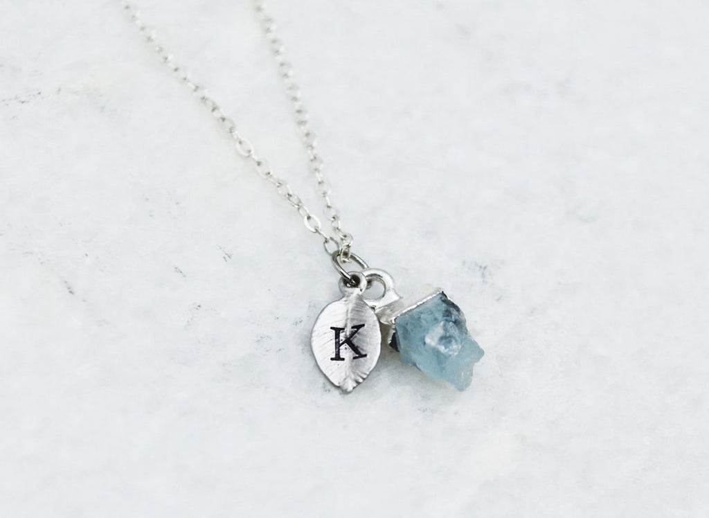 Raw Aquamarine Stone Necklace, March Birthstone Necklace, Bridesmaid Gift, Layering Necklace. Dainty Necklace, Healing Crystal Necklace