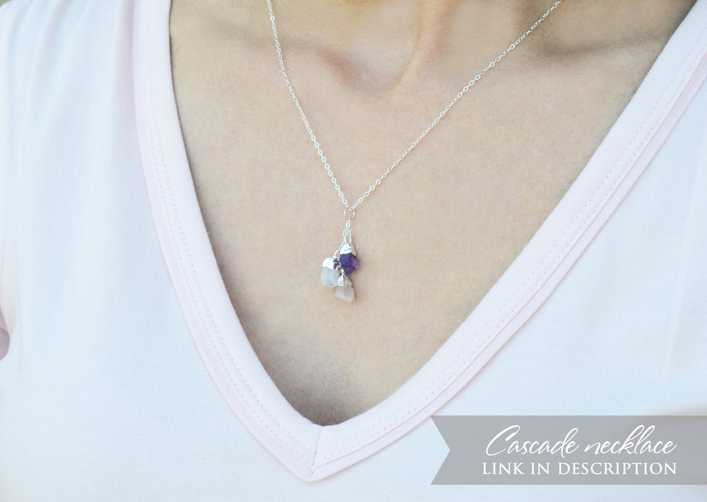 Raw Aquamarine Stone Necklace, March Birthstone Necklace, Bridesmaid Gift, Layering Necklace. Dainty Necklace, Healing Crystal Necklace