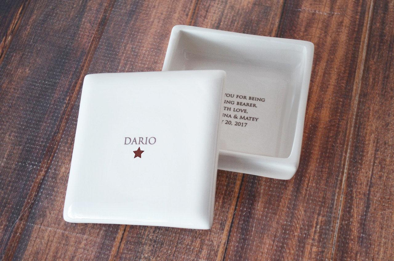 Ring Bearer Gift, Ring Bearer Thank You Gift, Ring Bearer Gift Idea, Ring Bearer Proposal Gift, Boy's Gift- Square Keepsake Box